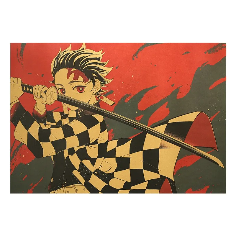 

Anime Demon Slayer Kraft Paper Poster Home Room Bedroom Wall Decoration Painting Core 50.5x35cm