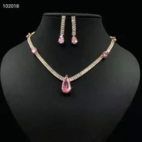 funmode hot sale pink green small jewelry sets new fashion dubai full jewelry set for women wedding party accessories fs201