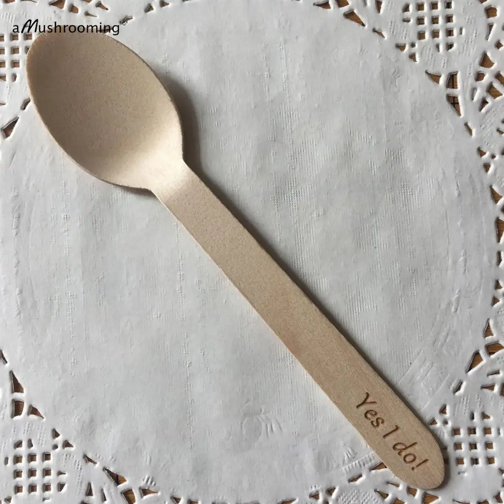 25 персонализированные деревянные одноразовые ложки десертные тематические