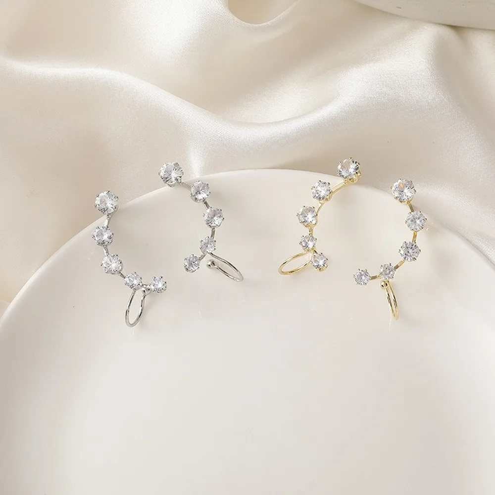 

Fashion New Arrival Women's Crystals CZ Ear Cuffs Hoop Climber S925 Hypoallergenic Earring Studs