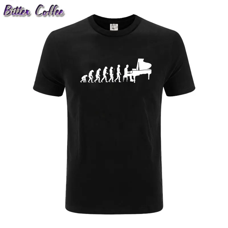 

Футболка мужская хлопковая с коротким рукавом, модная Эволюционная рубашка с пианино, клавиром, инструментами, хобби