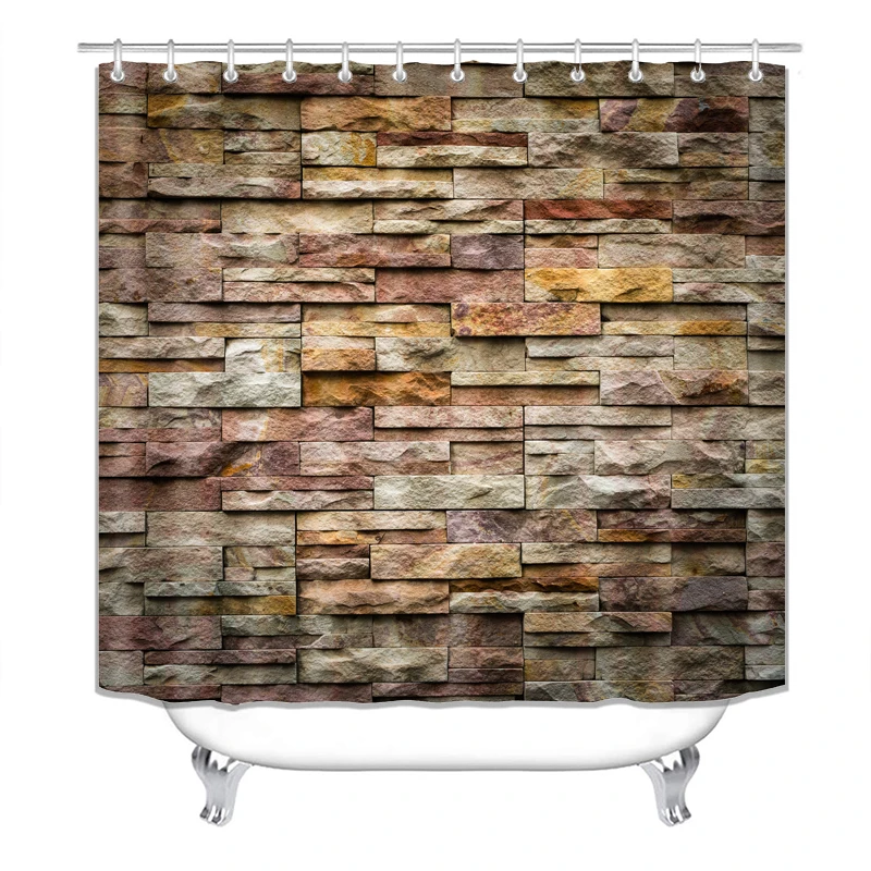 

Shower Curtain, Bathroom Curtains Accessories-Stones Wall,Decorations