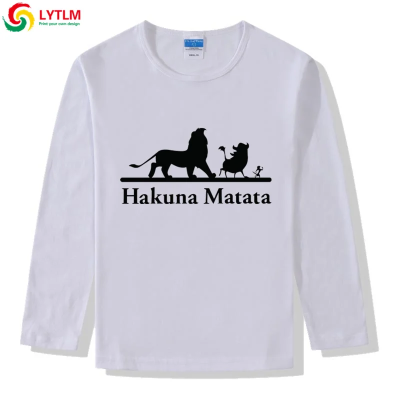 LYTLM Hakuna Matata/футболка Roi Lion/футболки для мальчиков, детские футболки реглан для маленьких девочек, Детская футболка с длинными рукавами с изображением короля льва для мальчиков - Цвет: CX LYCRA White