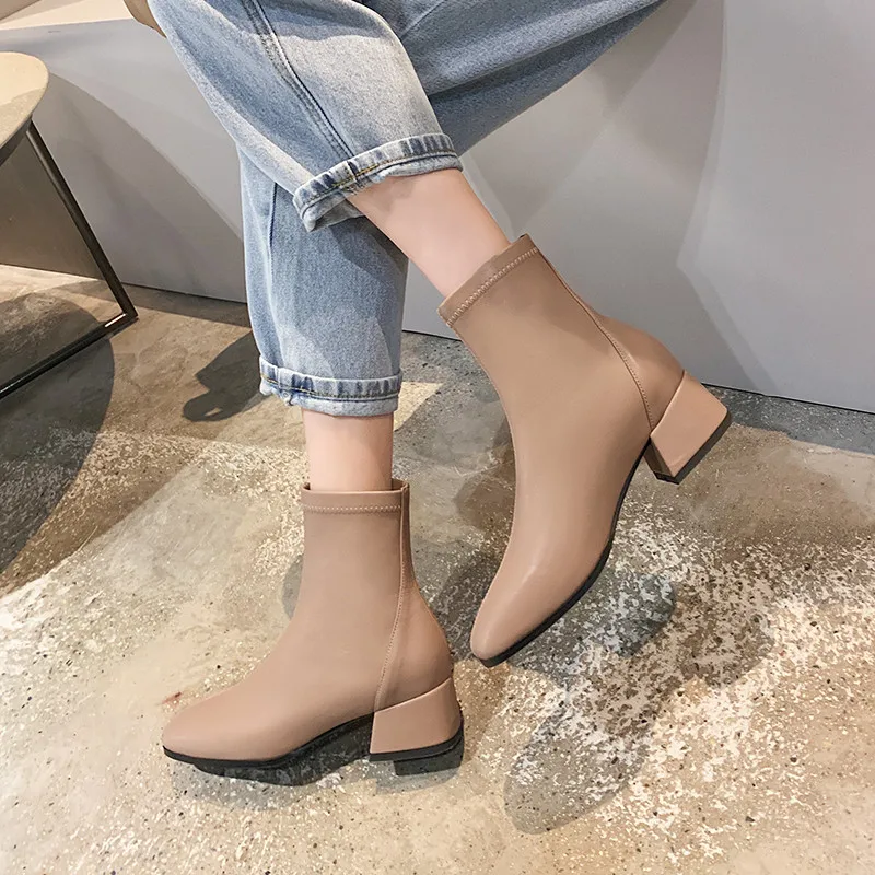 

ASUMER 2020 new arrive women ankle boots square toe slip on autumn winter short boots low heel fashion casual shoes ladies