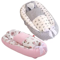 baby sleeper nest bed portable baby lounger outdoor travel baby nest with bow pillow boys girls playpen crib infant toddler