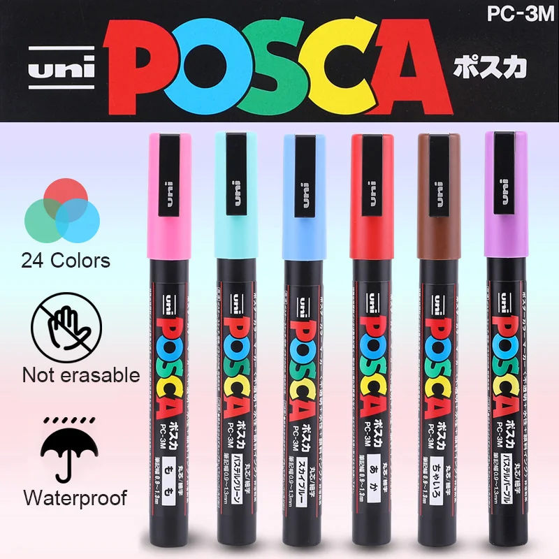 Маркер Uni POSCA водостойкий PC-3M 1 шт. | Канцтовары для офиса и дома