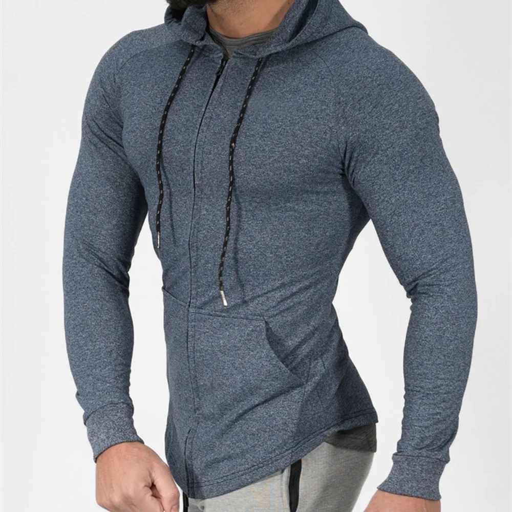 Мужская бесшовная куртка для бега фитнес комфорт стройная Спортивная с длинными