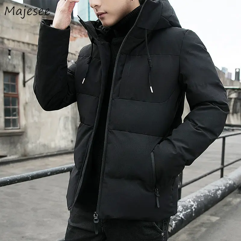 

Parka Men Winter Clothes Plus Size Pure Color Stylish Korean Style Trendy High Fashion Mens Parkas Casual Windproof Streetwear
