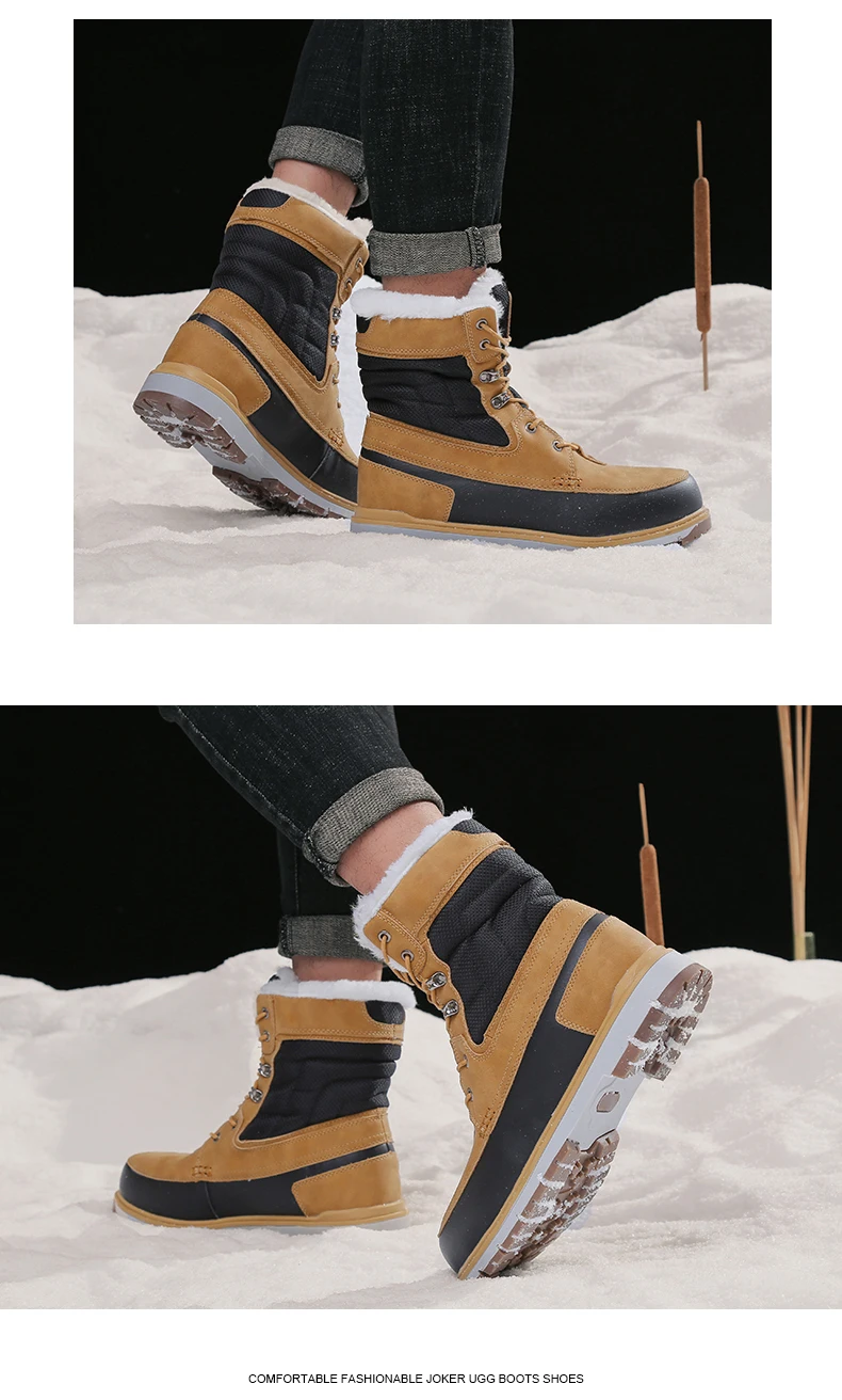 Men Boots Sneakers Snow Boots for Men Thick Plush Winter Shoes Men Waterproof Winter Work Boots Warm Shoes Plus Size 39-46