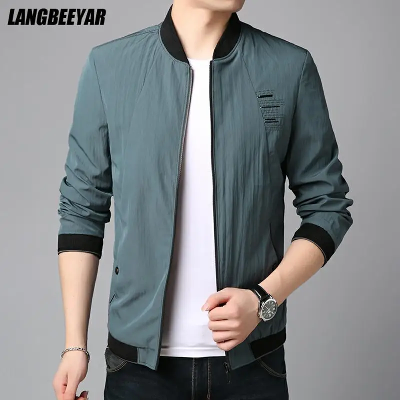 

Top Quality New Brand Fashion Baseball Collar Plain Casual Jacket For Men Style Windbreaker Zipper Classic Coats Clothes Men