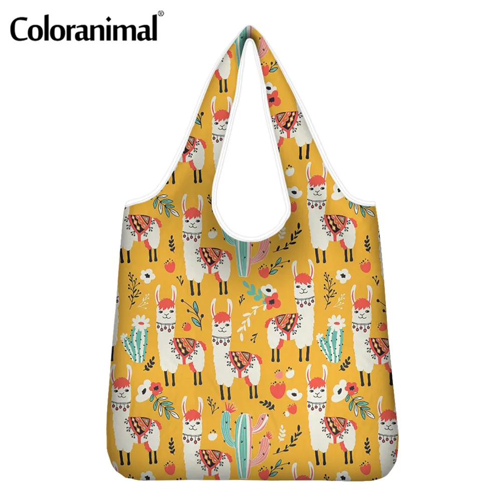 

Coloranimal Cute Llama Pattern Eco-Friendly Bags Shopper Bags for Women Large Tote Grocery Bags Ladies Storage Shopping Bag 2020