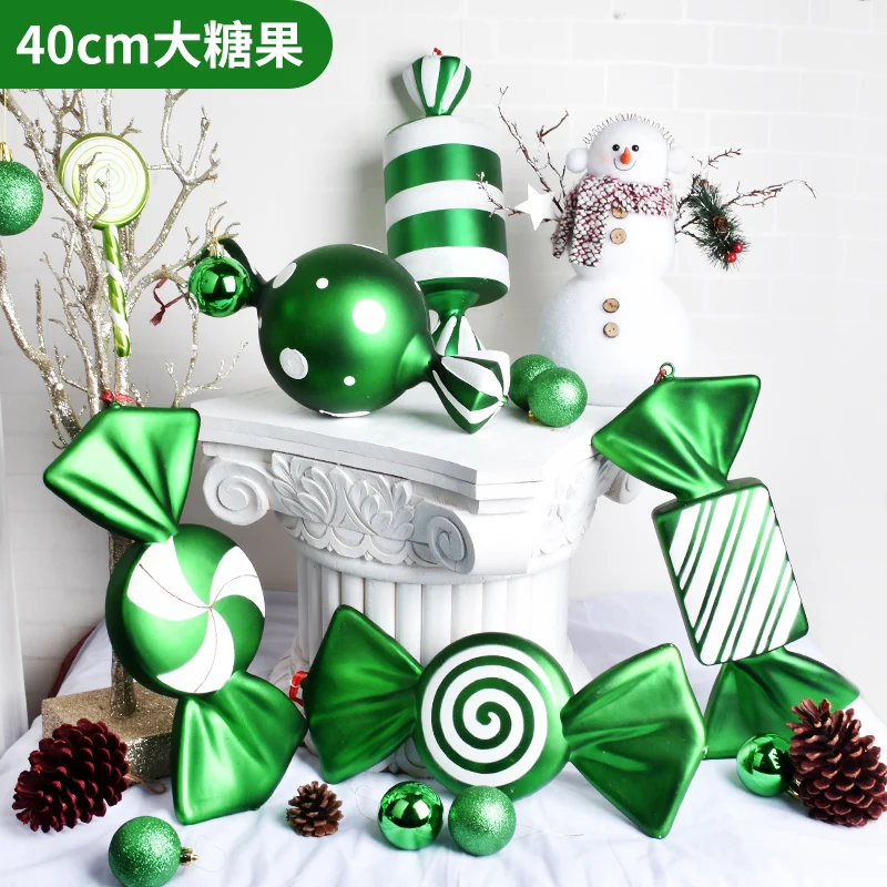 Children's performance props candy shop decoration pendant 40CM green painted candy pendant Christmas decoration