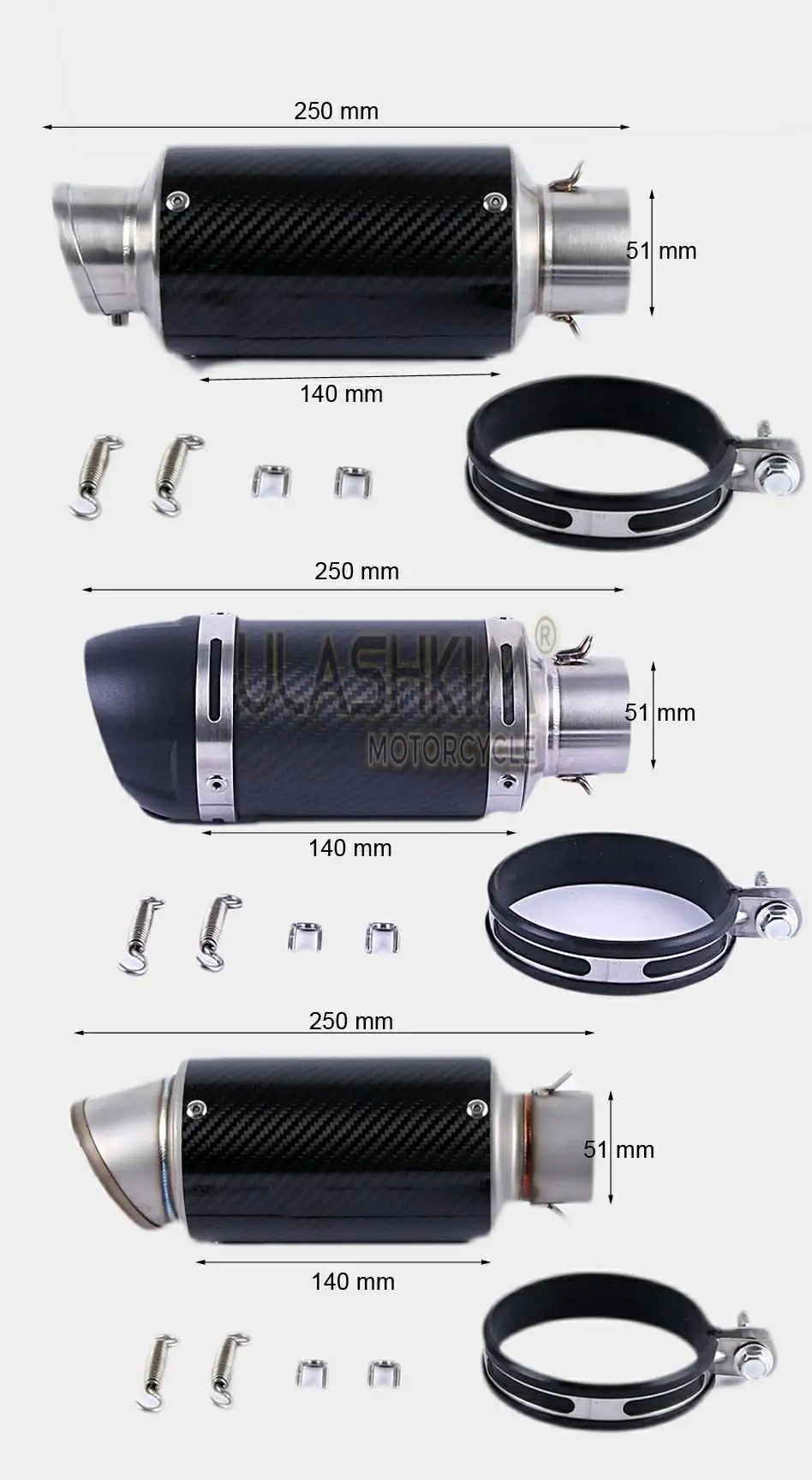

E-mark Motorcycle Carbon Fiber Exhaust Muffler Contact Link Pipe For HONDA CBR1000RR CBR1000 RR 2008-2014 304 Stainless Steel