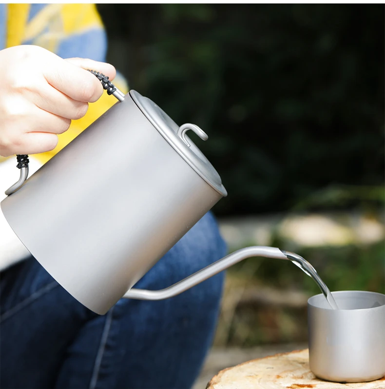 Чайник с лебединой шеей 950 мл титановый чайник кофейник защитой от ожогов для