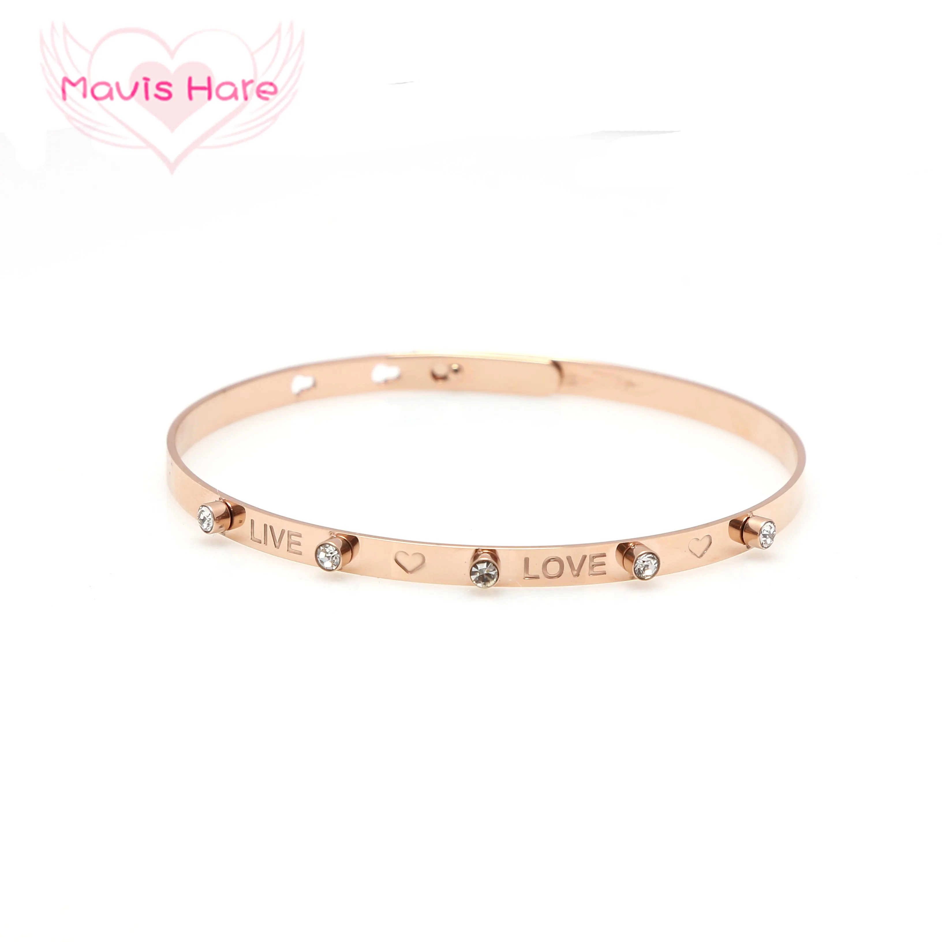 Регулируемый кристаллический браслет Mavis Hare Live Love из нержавеющей стали, пляжные аксессуары, ювелирные изделия, подарок на день матери
