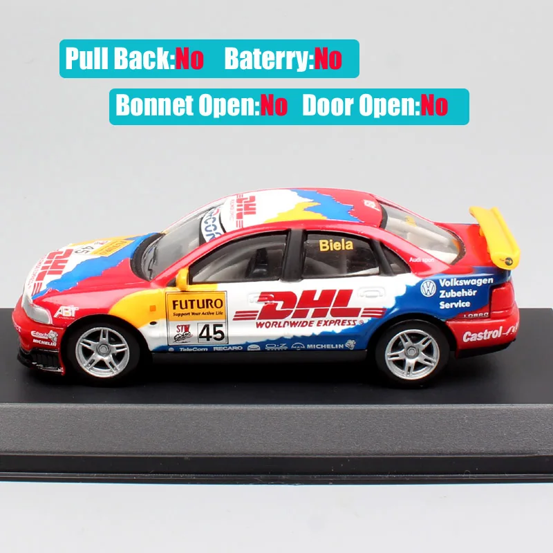 1/43 весы высокоскоростные маленькие Audi A4 STW ADAC No#45 Biela No#10 touring Diecasts& Toy Vehicles гоночный автомобиль игрушки модель акриловая коробка
