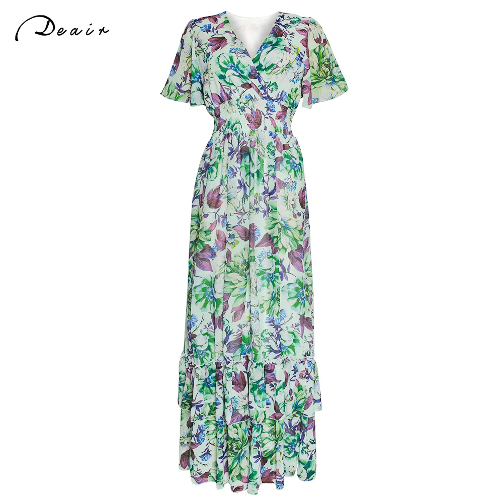 African Print Long Dresses For Women Boho Floral Chiffon Dress Ankara Dashiki Party Gown Abaya Elegant Ladies Summer DR-173