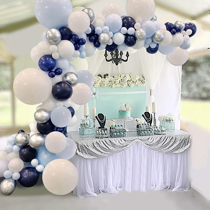 

94Pcs/set Navy Blue Balloons Garland Kit Dot Blue Silver White Balloon Wedding Birthday Party Decorations Baby Shower Supplies