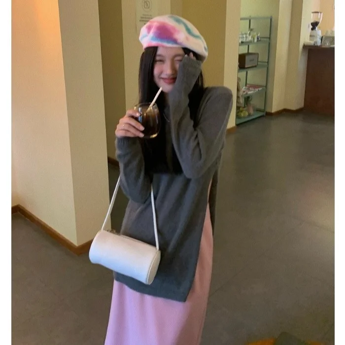 Дизайнерский Повседневный модный костюм женский осенний вязаный свитер с