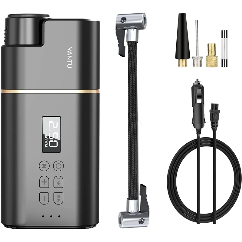 Precio YANTU-Inflador De Neumáticos Eléctrico Portátil Para Coches, Compresor De Aire Con Pantalla Digital De 150 PSI, Apagado Automático, 120W