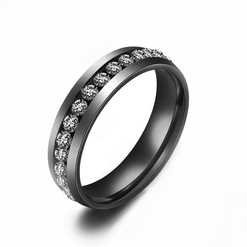 Letdiffery Сияющий 1 Ряд Кристалл Свадебные Кольца для пар 6 мм золото нержавеющая