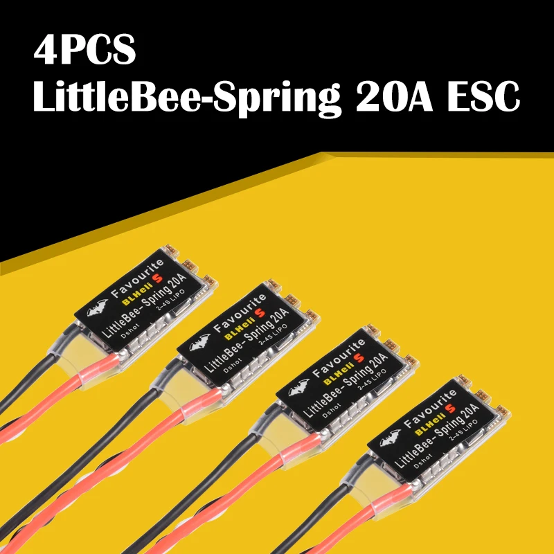 4 шт. FVT LittleBee 20A бесщеточный ESC BLHeli_S OPTO 2-6S поддерживает multishot DSHOT Oneshot42 OneShot125