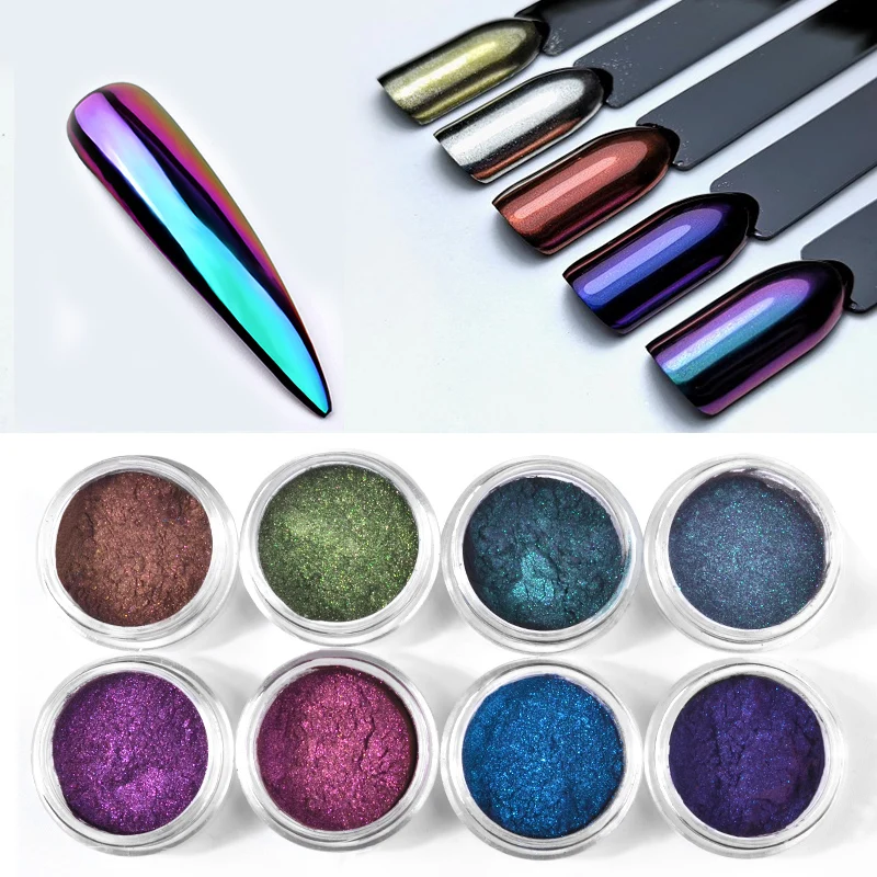1 коробка зеркало Хамелеон Порошковые блестки разноцветный хром пигмент УФ гель
