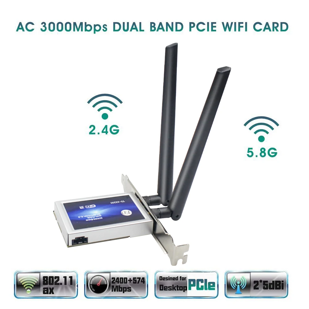 3000 Мбит/с Wifi 6 Intel AX200 PCIe Беспроводной Wi Fi адаптер для ПК AX200NGW карта 2 4G/5 ГГц 802.11AX/AC