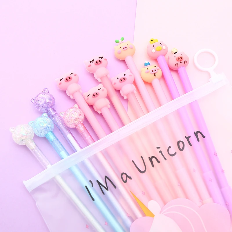 12 шт. Kawaii Корейская Радужная Фламинго гелевая ручка с единорогом Kawai креативный