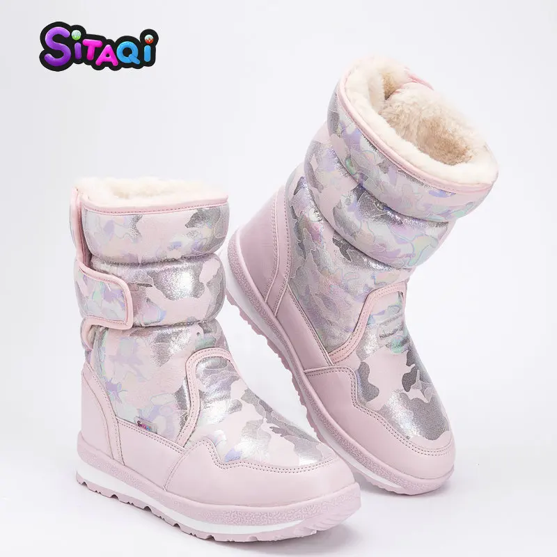 705pink Новые зимние сапоги больших Размеры толстые Обувь на теплом меху Водонепроницаемый модные детские ботинки зимние сапоги для Девичьи зимние сапоги JSH-M904 - Цвет: 705pink
