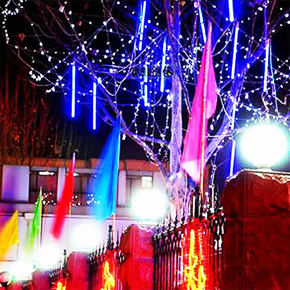30 см напольный Метеоритный Дождь 8 трубок RGB 192LED светильник s водонепроницаемый садовый светильник для украшения рождества, свадьбы