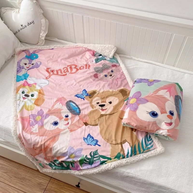 Manta de LinaBell de Disney para ni&ntilde;os y adultos, forro polar c&aacute;lido con estampado de dibujos animados, Duffy, Friend, Berber, siesta, viaje-3