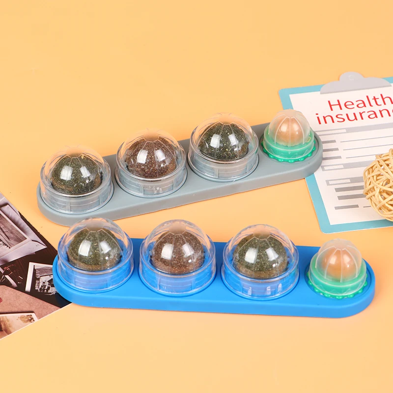 4pcs Catnip Ball Set Cat Treat Toys Snack Self-Adhesive Rotated Cats Wall Mount Molar Teething Toy For | Дом и сад