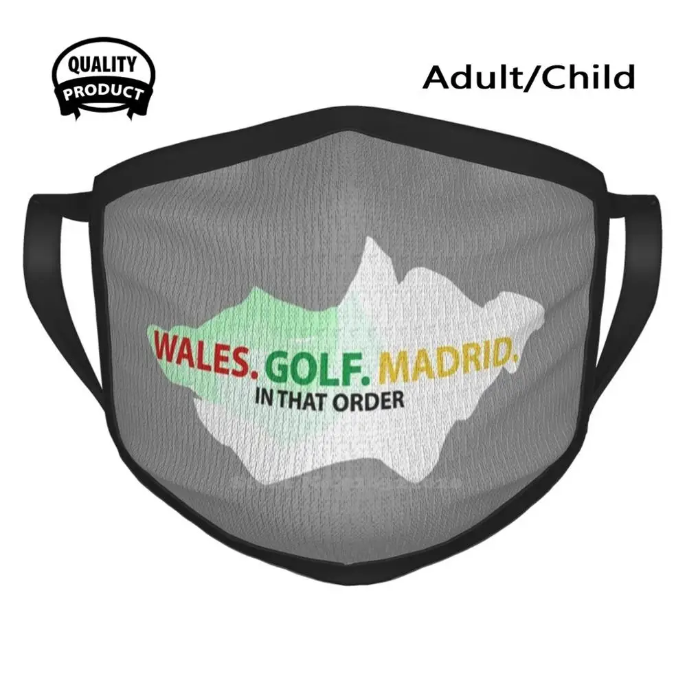 

Wales Golf Madrid Football Winter Spring Print Mouth Mask Wales Golf Madrid Quote Saying Flag Football National Team Bale Welsh