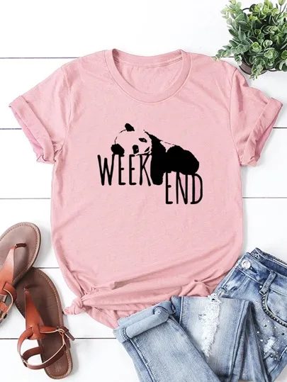 

Футболка женская с принтом панды, Модная хлопковая рубашка с коротким рукавом, Топ в стиле Харадзюку, на день рождения, цвет черный/белый