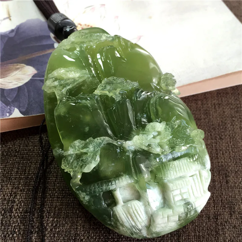 

Natural 7A xiuyu jade A handcarved unique landscape jade pendant jadeite jade necklace women pendants men jewelry jade necklaces