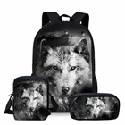 Школьная сумка с объемным принтом волка для мальчиков и девочек младшего возраста, школьный рюкзак для детей, Mochila Escolar