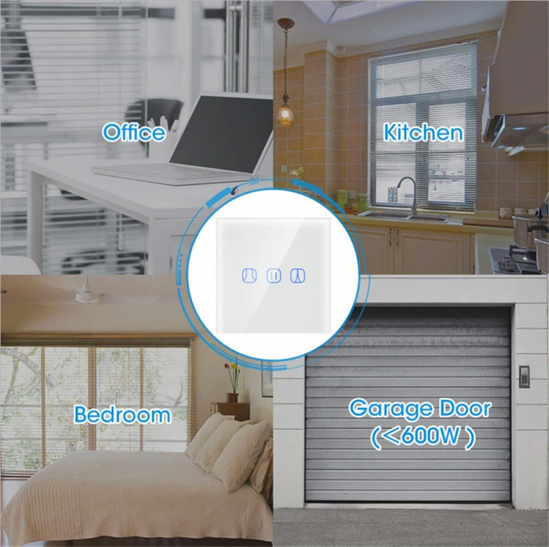 6 pieces tuya app remote control WiFi Curtain Switch Module with panel for Roller Shutter Blind Motor Google Alexa Voice Control |
