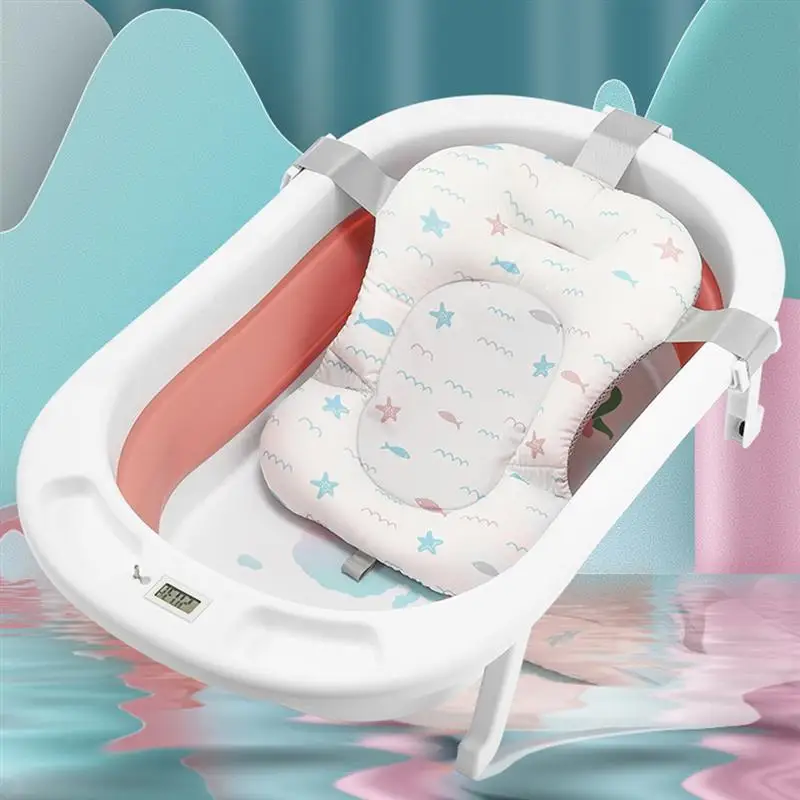 

Portable Baby Bathtub Pad Ajustable Bath Tub Shower Cushion Newborn Support Seat Mat Foldable Baby Bath Seat Floating Water Pad