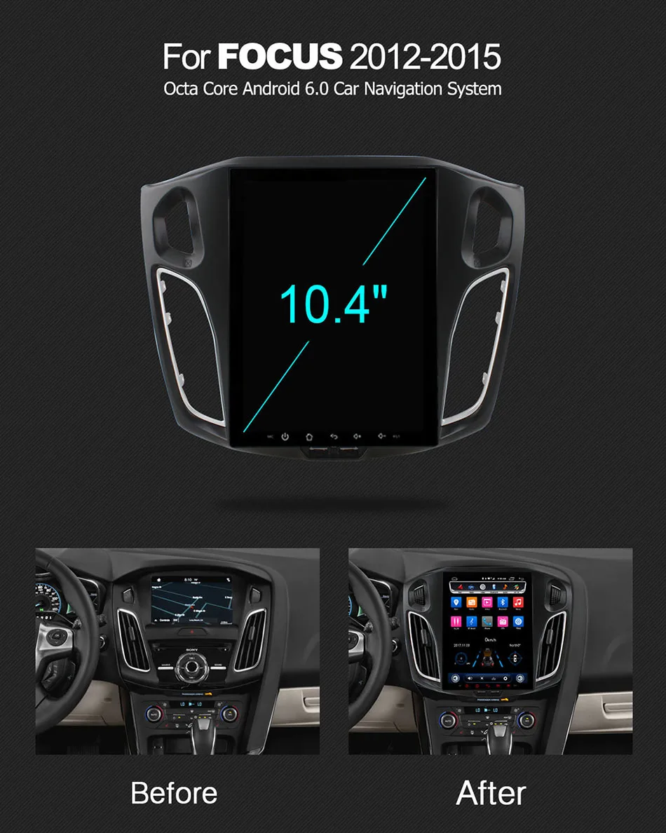 Восьмиядерный процессор Tesla Style 10 4 дюйма 9 7 для Ford Focus 3 2012 2013 2014 2015 радио GPS 2 ГБ + 32 4G