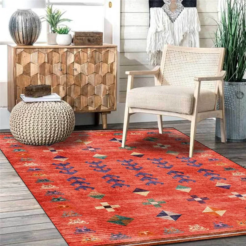 

Mediterranean Style Rug Geometric Mosaic Ethnic-Style Orange Carpet Living Room Bedroom Bed Blanket Kitchen Bathroom Floor Mat