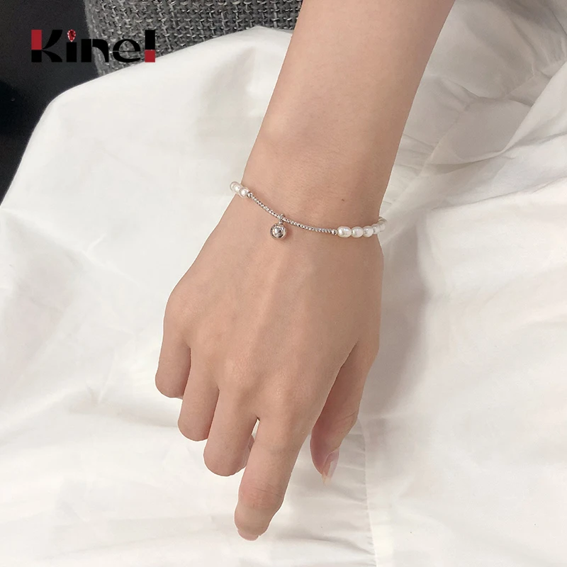 Браслет из серебра 100% пробы с натуральным жемчугом 18 см | Украшения и аксессуары