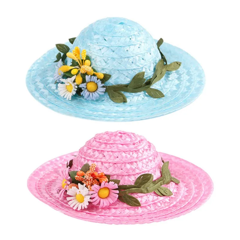 Соломенная шляпа для домашних животных плетеная от солнца в стиле ПЭТ кошек