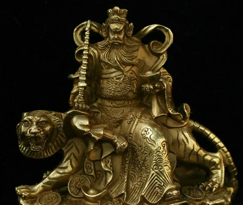 Китайский фэншуйская бронза Чжао гонминг езда Тигр Маммоне для денег богатства