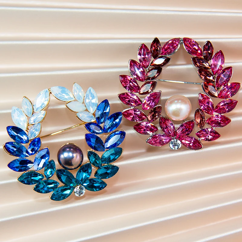 Роскошная женская брошь в виде цветочного венка элегантная булавка с