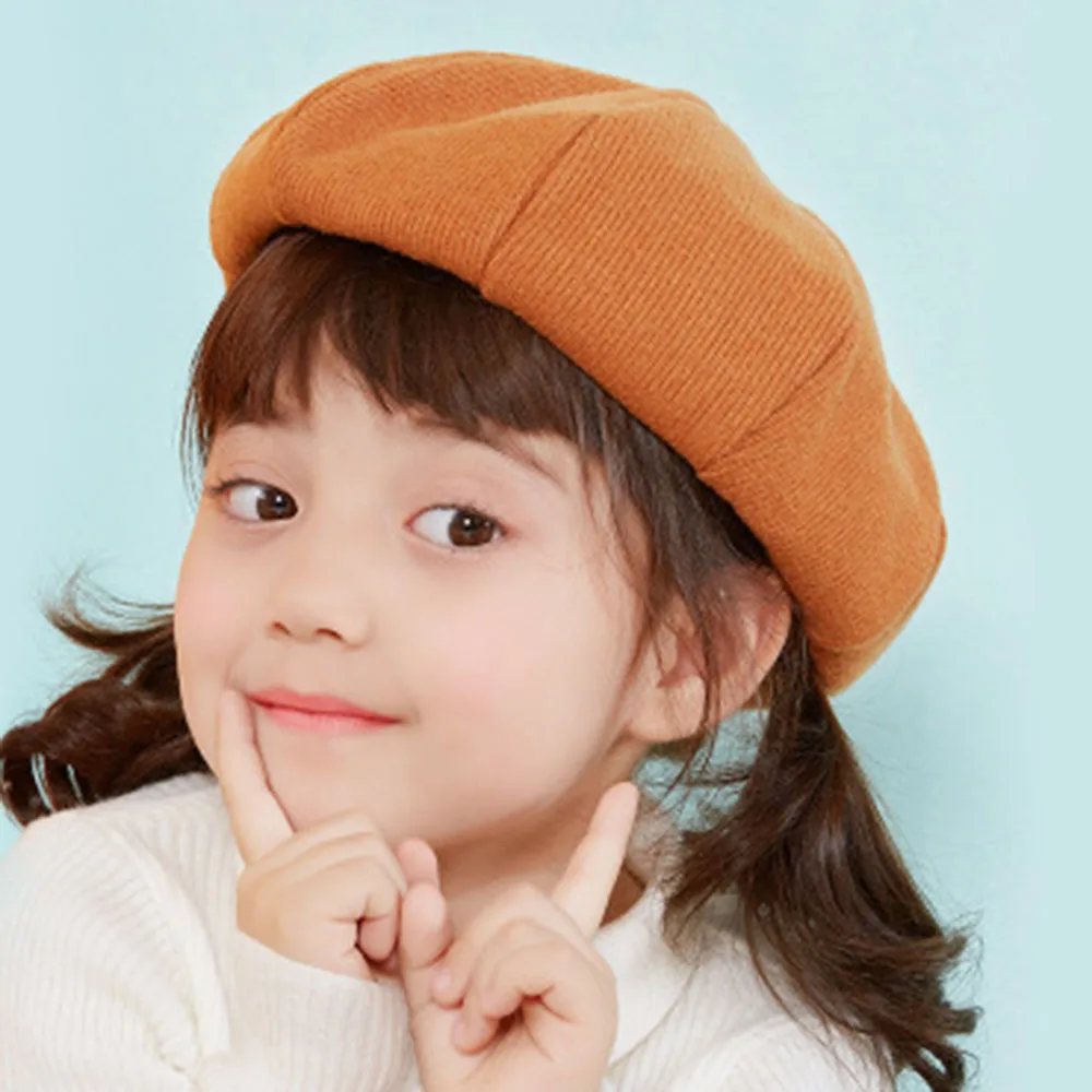 

Girls' Casual Cotton Autumn And Winter Outdoor Cold Protection Adjustable Octagonal Knitted Beret