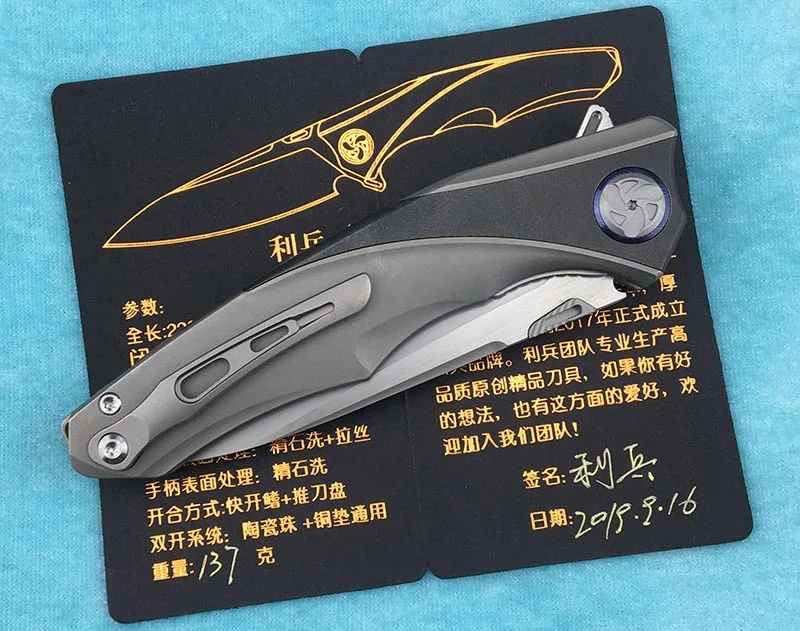 Zirconium alloy LiBing оригина Raptor Флиппер складной нож для ежедневного использования, S90V лезвие titanium Ручка Открытый Отдых Фруктовый нож, инструмент для повседневного использования - Цвет: Zirconium alloy