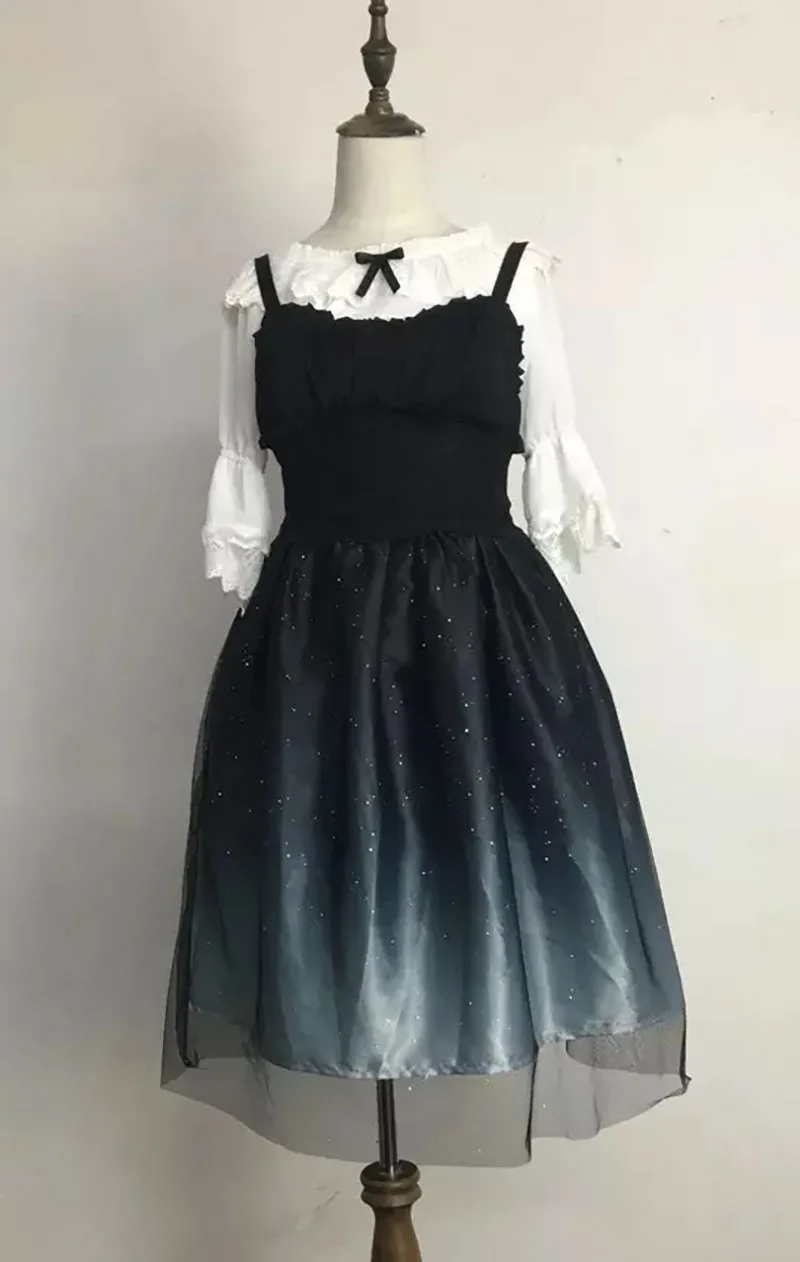 Женское Повседневное платье средней длины на бретельках черное с градиентом