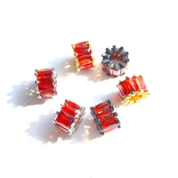 10pcs clear red zirconia paved hole wheel spacers beads for women bracelet girl necklace making diy waist accessory supply bulk
