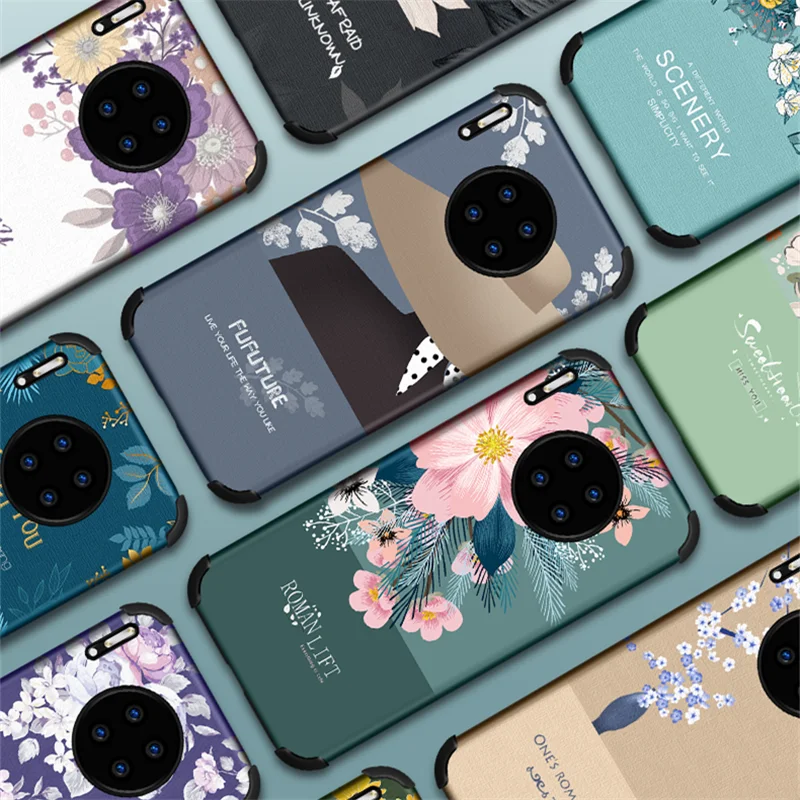 Роскошный Шелковый Цветочный чехол для телефона Huawei P40 P20 P30 Lite Mate 10 20 30 Pro мягкий
